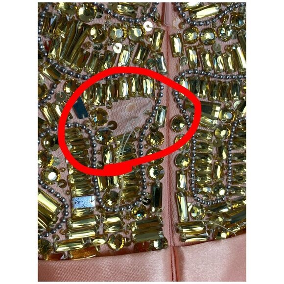 La Femme $480 NWT 19282 Apricot Beaded Chiffon Strapless Formal Gown Sz 14 - Picture 13 of 16